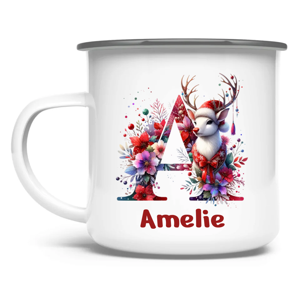 Emaille Tasse Weihnachts ABC