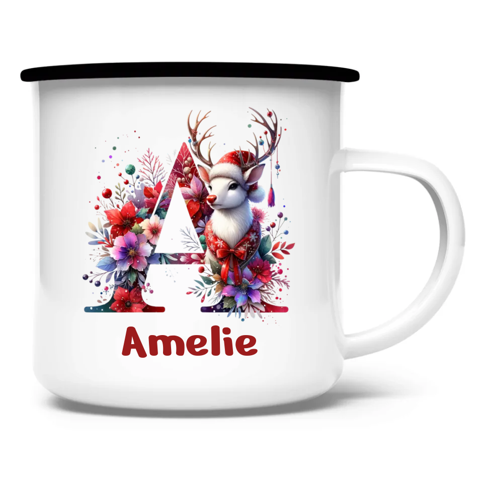 Emaille Tasse Weihnachts ABC