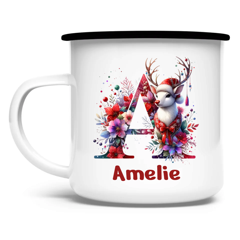Emaille Tasse Weihnachts ABC